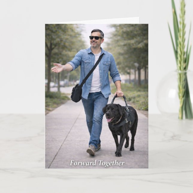 Forward Together – Black Labrador Guide Dog Card (Front)