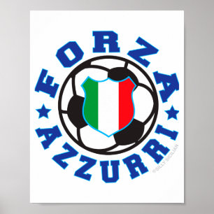 Forza Azzurri Kids Italian Soccer T Shirt Poster