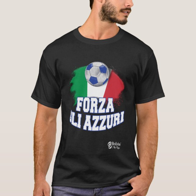 Forza Gli Azzuri Version 2 Black T-Shirt (Front)