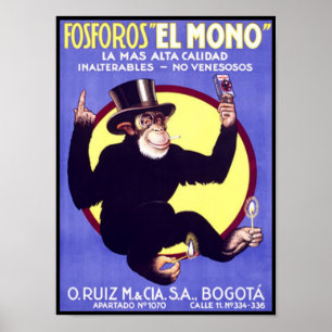 Fosforos El Mono Cuban Cigars Poster