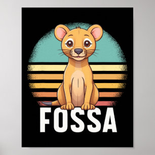 Fossa Animal Graphic Colourful Retro Sunset Madaga Poster