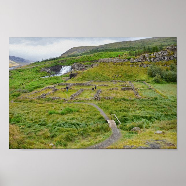 Fossarrett Waterfall, Iceland Poster (Front)