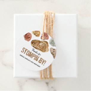 Fossil dinosaur birthday party favour tag