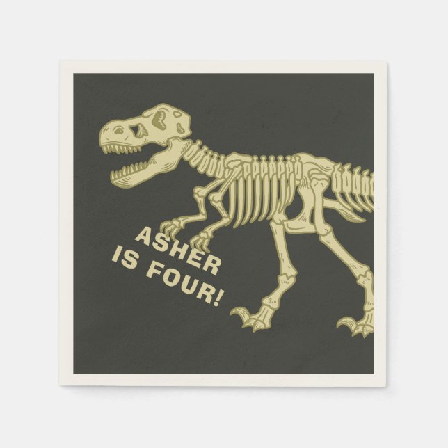 Fossil Dinosaur Birthday Party Napkin (Front)