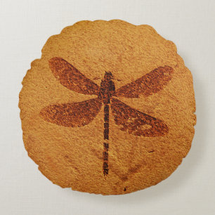 Fossil Dragonfly Round Cushion