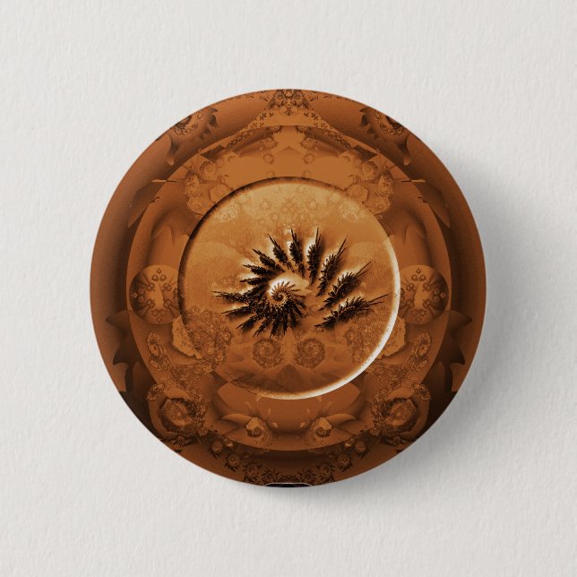 Fossil fractal mirror 6 cm round badge (Front)