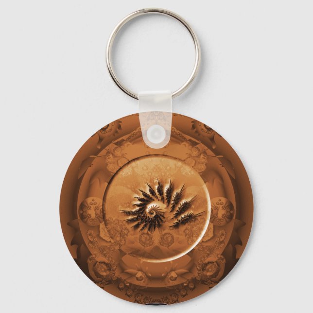 Fossil fractal mirror key ring (Front)