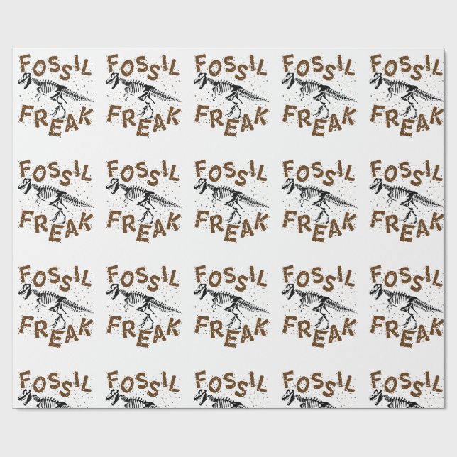Fossil Freak Paleontology Dinosaur Bones Wrapping Paper (Flat)