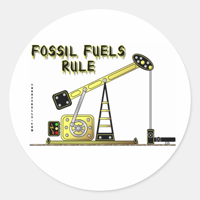 Fossil Fuels Rule,Oil Jack Sticker,Oil, Classic Round Sticker (Front)