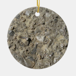 Fossil Hash Rock Print Ceramic Tree Decoration
