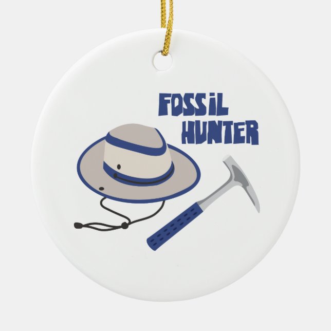Fossil Hunter Ceramic Tree Decoration (Front)