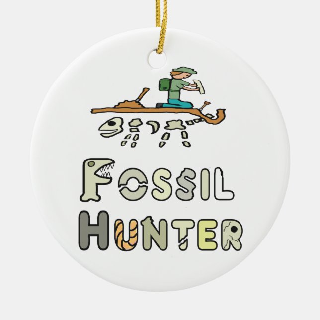 Fossil Hunter Ceramic Tree Decoration (Front)