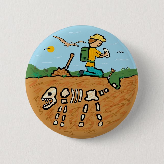 Fossil Hunting 6 Cm Round Badge (Front)