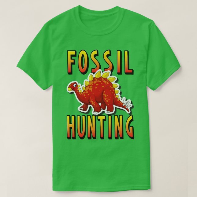 Fossil Hunting Stegosaurus Dinosaur T-Shirt (Design Front)