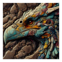 Fossil Of An Extinct Bird In Rocks - AI Art