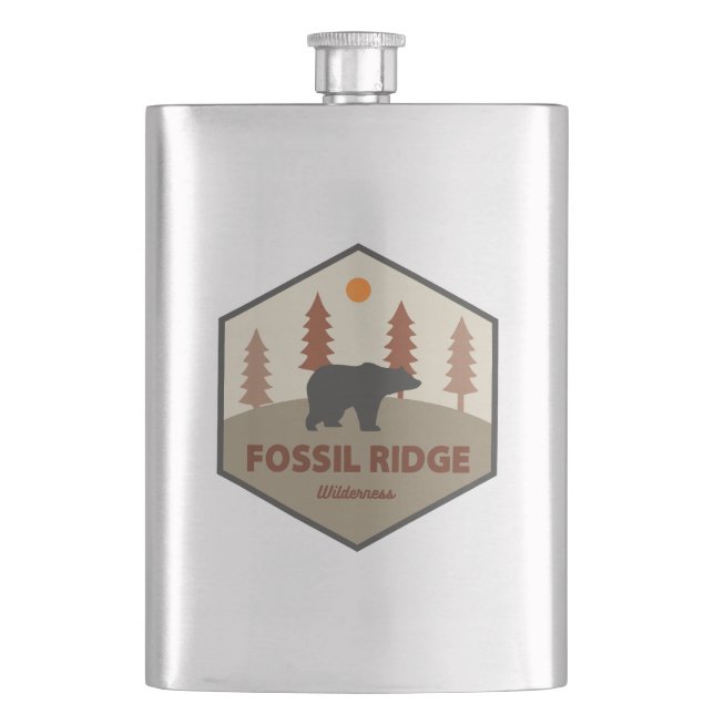 Fossil Ridge Wilderness Colorado Bear Hip Flask (Front)
