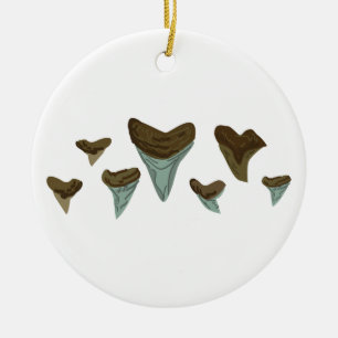 Fossil Shark Teeth Ceramic Tree Decoration