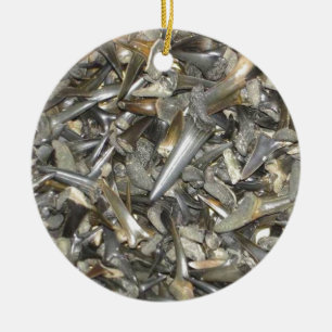 Fossil shark teeth pattern ceramic tree decoration