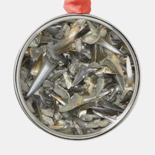 Fossil shark teeth pattern metal tree decoration