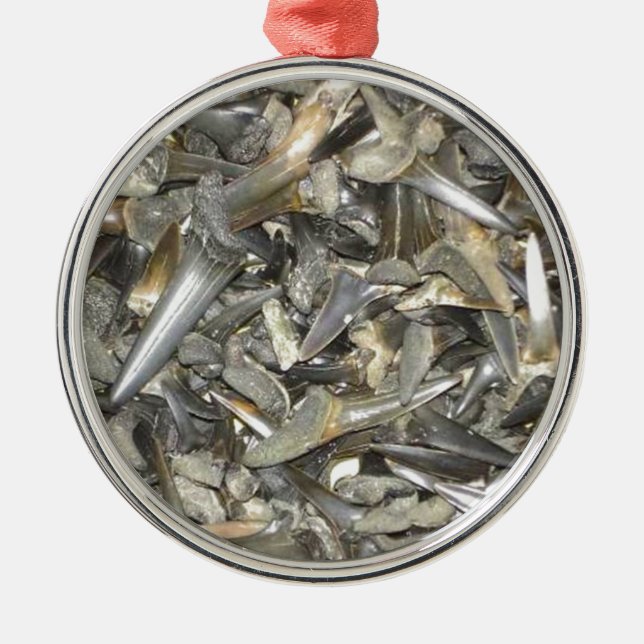 Fossil shark teeth pattern metal tree decoration (Front)
