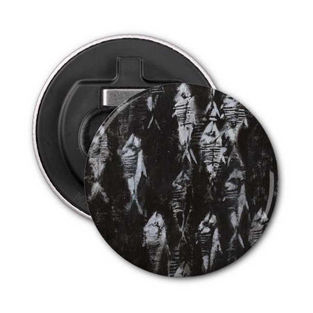 Fossil White Fish on Black Background Bottle Opener (Front)
