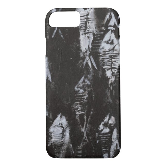 Fossil White Fish on Black Background Case-Mate iPhone Case (Back)