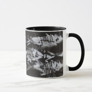 Fossil White Fish on Black Background Mug