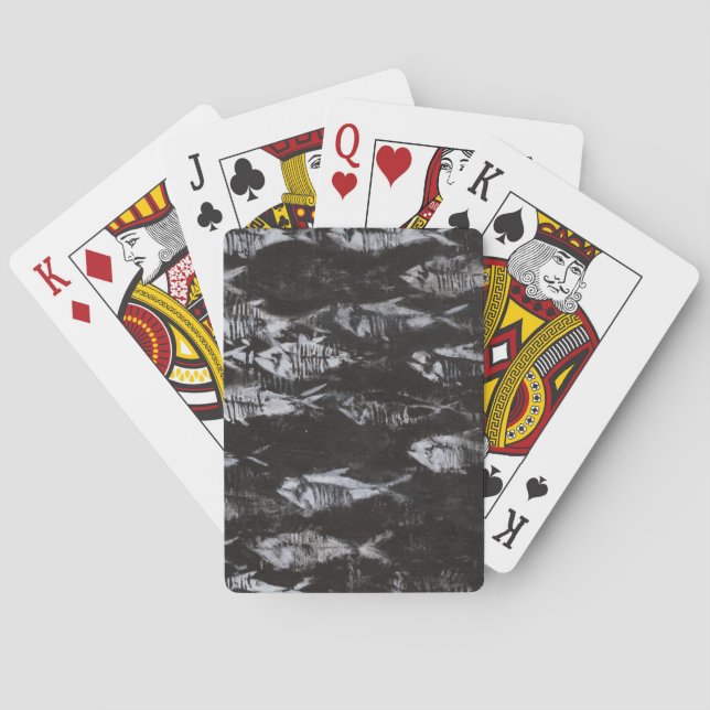 Fossil White Fish on Black Background Playing Cards (Back)