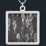 Fossil White Fish on Black Background Silver Plated Necklace<br><div class="desc">This fossil-inspired image is perfect for your fish collection. This image is simple as it only includes two colours:black and white. Choose this artprint today on your product.</div>
