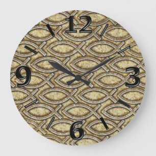 FOSSILIZED JESUS FISH LARGE CLOCK