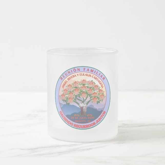 Fosted Glass Reunión Familiar Frosted Glass Coffee Mug (Center)