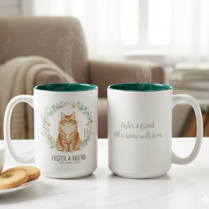 Foster A Friend Cat Mug - Botanical Watercolor