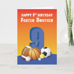 Foster Brother 9th Birthday Sports Balls Card