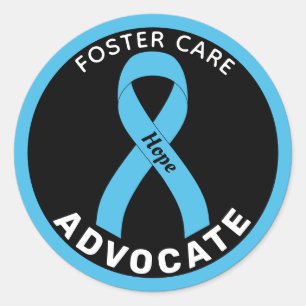 Foster Care Advocate Ribbon Black Round Sticker