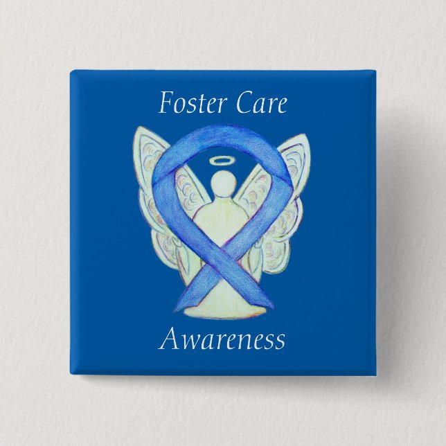 Foster Care Angel Blue Awareness Ribbon Pin (Front)