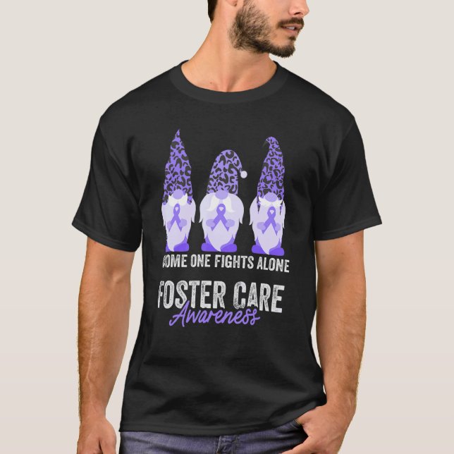 Foster Care Awareness Month Gnomes Lavender Ribbon T-Shirt (Front)