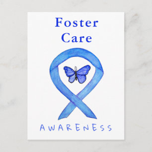 Foster Care Blue Awareness Ribbon Butterfly Cards