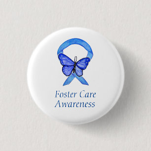 Foster Care Blue Awareness Ribbon Custom Pin