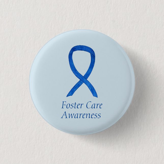 Foster Care Blue Awareness Ribbon Custom Pin (Front)