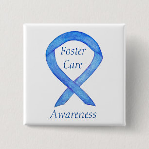 Foster Care Blue Awareness Ribbon Custom Pin