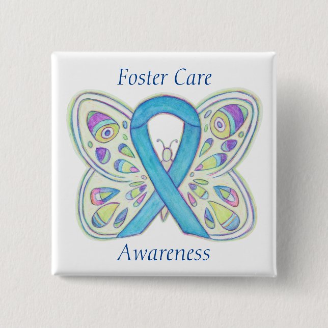 Foster Care Blue Butterfly Awareness Ribbon Pin (Front)