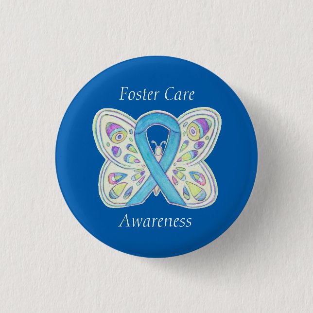 Foster Care Blue Butterfly Awareness Ribbon Pin (Front)