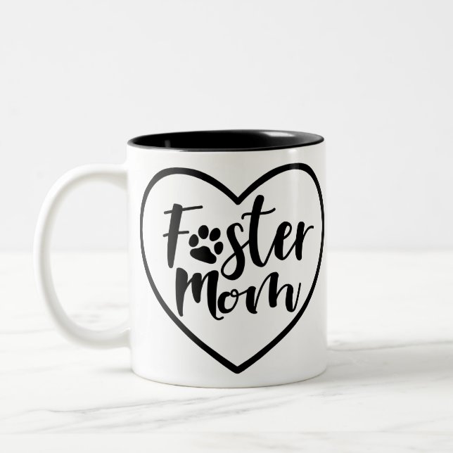 Foster Dog Mom Heart Two-Tone Coffee Mug (Left)