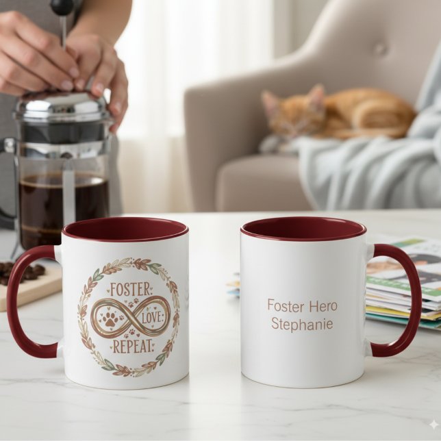 Foster Dog Mum Mug – Animal Rescue Gift (Foster love repeat infinity mug — heartfelt Christmas gift idea for rescue animal heroes.)