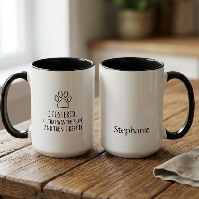 Foster Fail Paw Print Mug (Funny foster fail mug for a proud pet parent celebrating an adoption anniversary.)