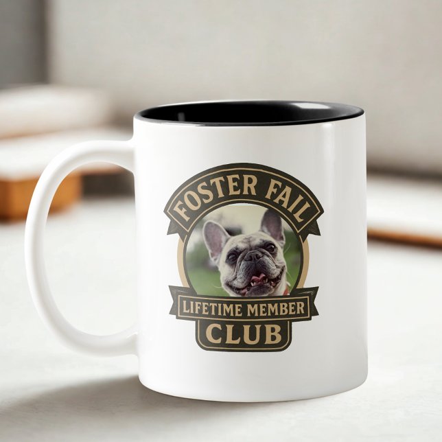 Foster Failure Pet Adoption Photo Two-Tone Coffee Mug (Pet Foster Failure Pet Photo coffee mug)