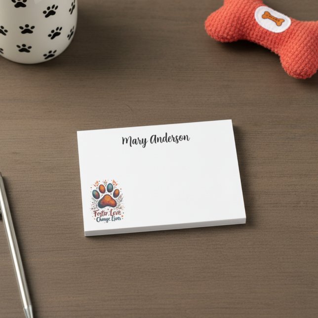 Foster Love Notepad – Pet Rescue Gift (Pet Foster Supporter Personalized Post It Note)