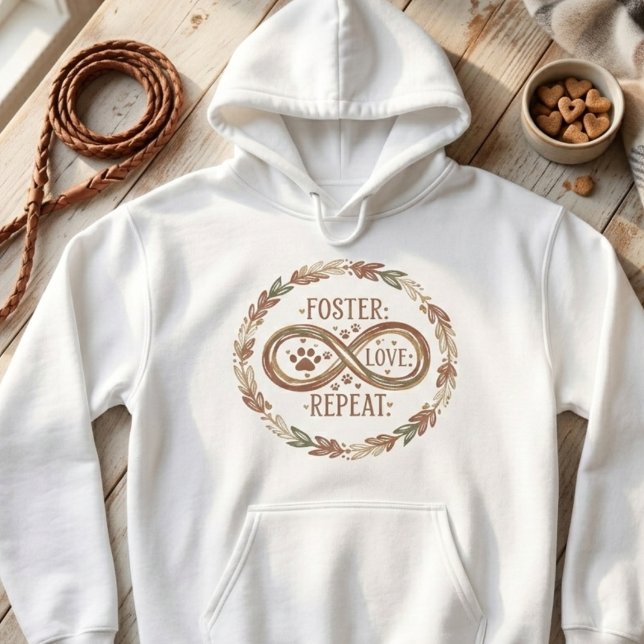 Foster Love Repeat Infinity Rescue Dog Mum Hoodie (Foster love repeat infinity hoodie — heartfelt Christmas gift idea for rescue animal advocates.)