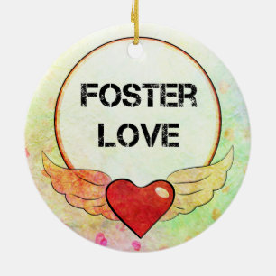 Foster Love Watercolor Heart Ceramic Tree Decoration