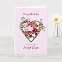 Foster Mum Birthday Antique Painted Roses